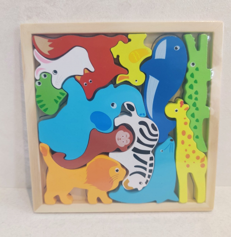 Дерев'яна іграшка Тетріс з дикими тваринами