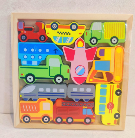Дерев'яна іграшка Тетріс з транспортом