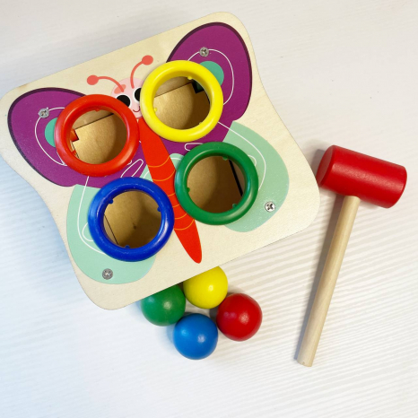 Дерев'яна іграшка стукачка "Метелик" Limo Toy MD 1682E, молоток