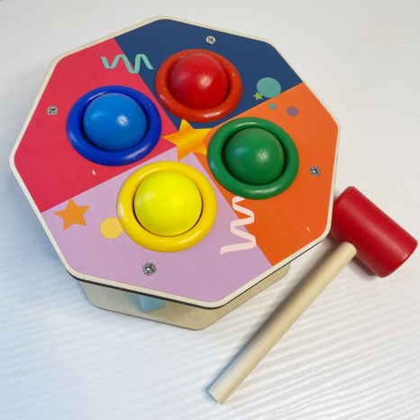 Дерев'яна іграшка стукачка "Шестигранник" Limo Toy MD 1682F, молоток