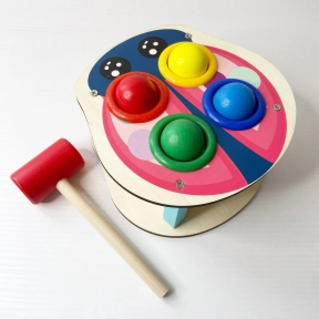 Деревянная игрушка стукачка "Божья коровка" Limo Toy MD 1682С, молоток