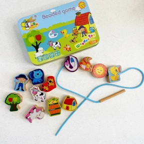 Дерев'яна шнурівка Домашні тварини в металевій коробці