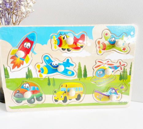 Дерев'яна іграшка рамка-вкладиш з ручками Транспорт MD 1864