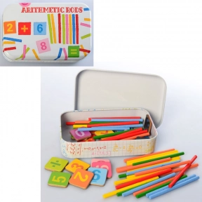 Дерев'яна іграшка Рахунковий набір (набір першокласника) в жестянці