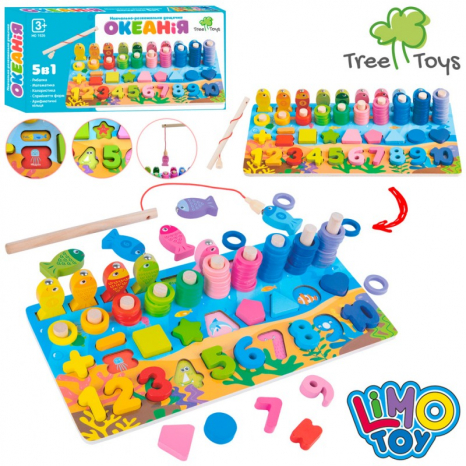 Дерев'яна іграшка Центр розвиваючий MD 1926 риболовля,цифри/фігурки-рамка-вкладиш, кор.,30,5-16-4см.