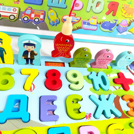 Деревянная развивающая дощечка Монтессори "Такой интересный мир" MD 1927