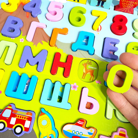 Деревянная развивающая дощечка Монтессори "Такой интересный мир" MD 1927