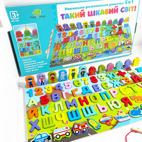 Деревянная развивающая дощечка Монтессори "Такой интересный мир" MD 1927