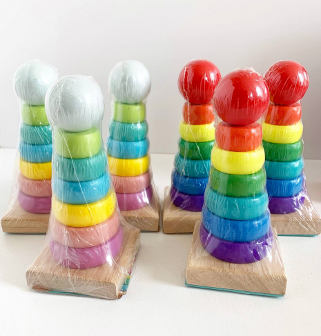 Дерев'яна пірамідка 7 деталей 14 см