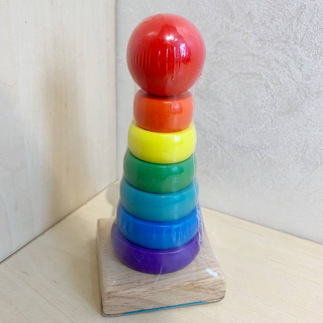 Дерев'яна пірамідка 7 деталей 14 см