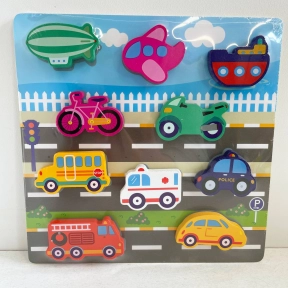 Дерев'яна іграшка Рамка - вкладка на липучці Транспорт