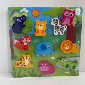 Деревянная игрушка Рамка – вкладка на липучке Зоопарк