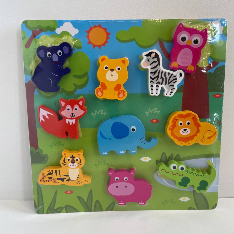 Деревянная игрушка Рамка – вкладка на липучке Зоопарк