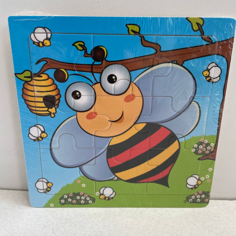 Дерев'яні пазли, рамка - вкладиш Тварини Бджілка