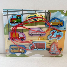 Дерев'яна рамка вкладка, магнітна риболовля, шнурівка Транспорт