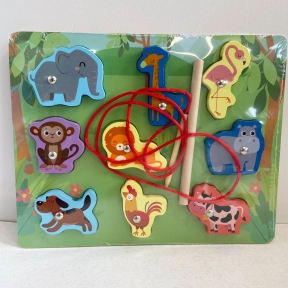 Дерев'яна рамка вкладка, магнітна риболовля, шнурівка Тварини