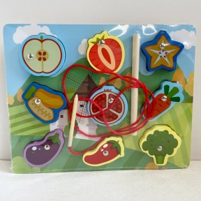 Дерев'яна рамка вкладка, магнітна риболовля, шнурівка Овочі та фрукти