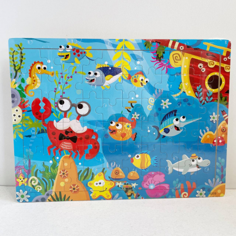 Дерев'яний пазл у рамці, 60 деталей Морські мешканці