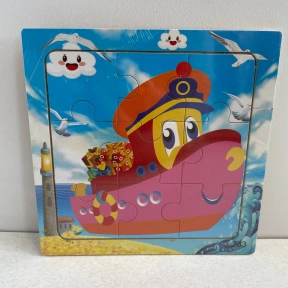 Дерев'яні пазли, рамка - вкладиш Транспорт Кораблик