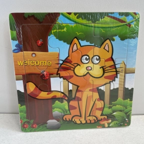 Дерев'яні пазли, рамка - вкладиш Тварини Котик