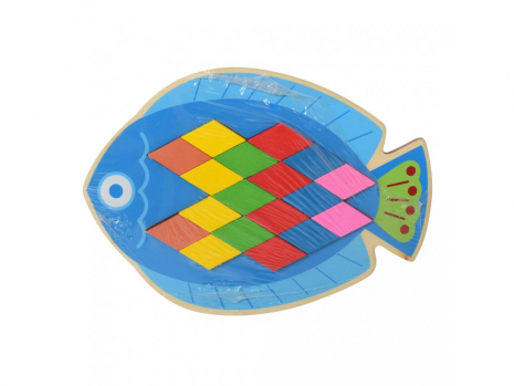 Деревянная мозаика - пазл Геометрические фигуры Животные Рыбка