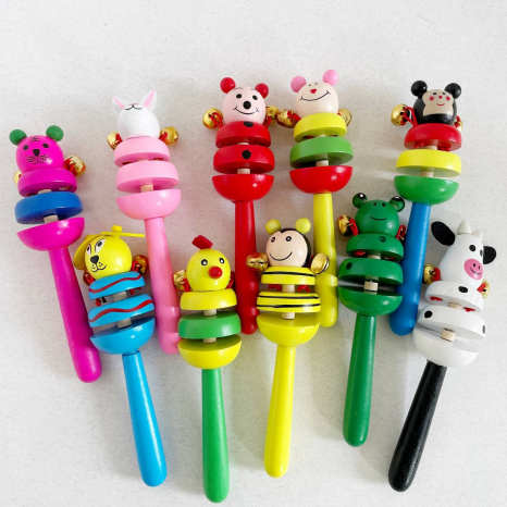 Дерев'яна музична іграшка брязкальце Тварини (тріскачки, бубонці)