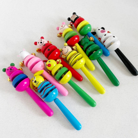 Дерев'яна музична іграшка брязкальце Тварини (тріскачки, бубонці)