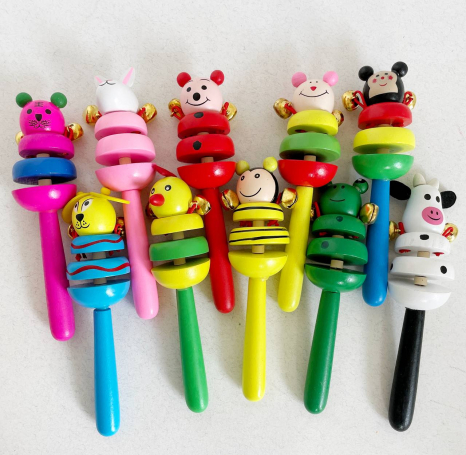 Дерев'яна музична іграшка брязкальце Тварини (тріскачки, бубонці)