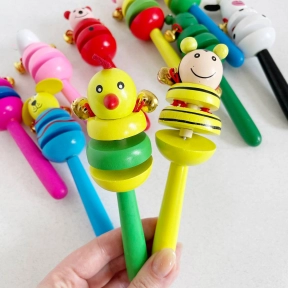 Дерев'яна музична іграшка брязкальце Тварини (тріскачки, бубонці)