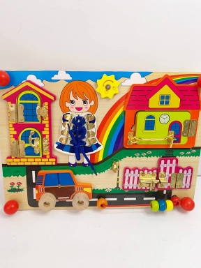 Деревяний розвиваючий бізіборд Сонячний день