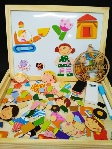 Деревянная досточка для рисования с магнитной мозаикой (дощечка із магнітною мозаїкою), 2083A