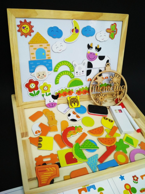 Деревянная досточка для рисования с магнитной мозаикой (дощечка із магнітною мозаїкою) MD 2083