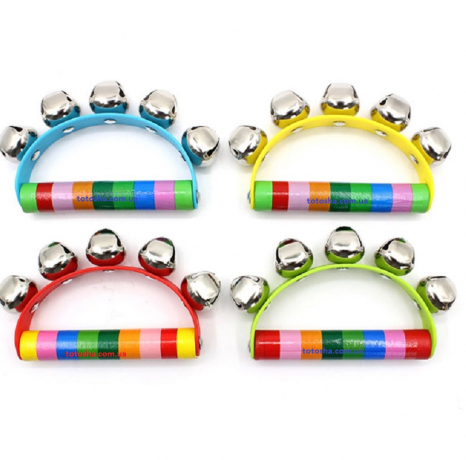 Дерев'яна музична іграшка Бубенці з ручкою півкруглі. 1шт