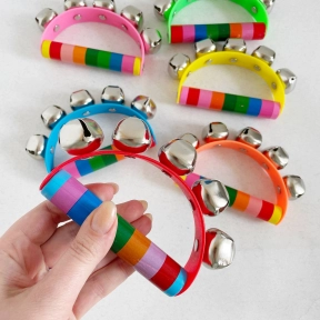 Деревянная музыкальная игрушка Бубенцы с ручкой полукруглые. 1шт