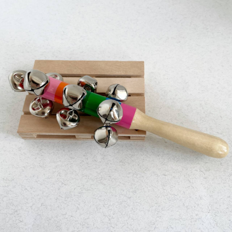 Дерев'яна музична іграшка Бубенці з ручкою смугасті (брязкальце, світлофор) ціна за 1 шт