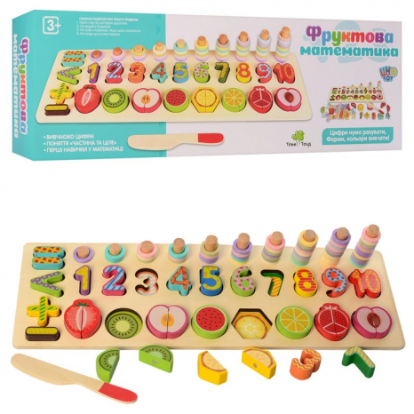 Дерев'яна іграшка Рахунковий набір першокласника Фруктова математика MD 2284