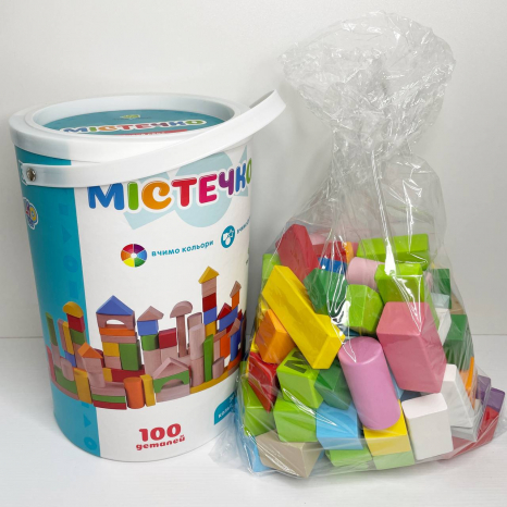 Конструктор дерев'яний Містечко у відрі, 100 деталей