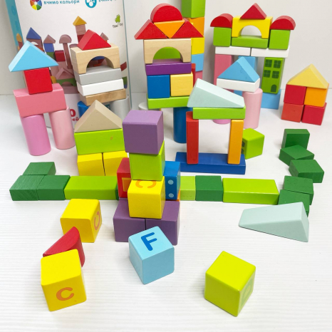 Конструктор дерев'яний Містечко у відрі, 100 деталей