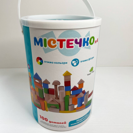 Конструктор дерев'яний Містечко у відрі, 100 деталей