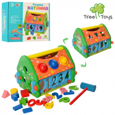 Дере'вяний сортер цифри зі стукалкою Будиночок