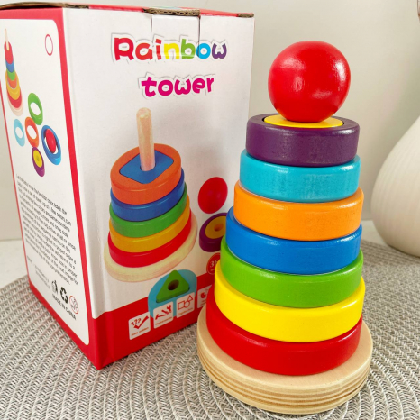 Дерев'яна логічна Пірамідка із геометричними фігурами