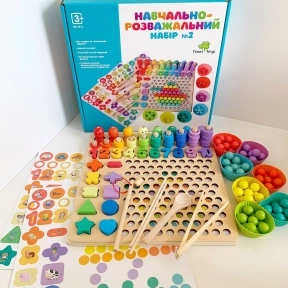 Деревянная игрушка - мозаика с шариками, сортер Монтессори, магнитная рыбалка MD 2514