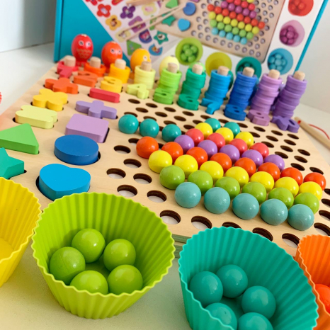 Дерев'яна іграшка - мозаїка з кульками,сортер Монтессорі, магнітна риболовля MD 2514