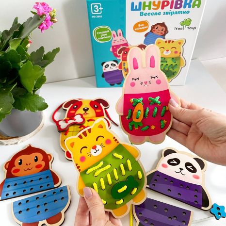 Дерев'яна шнурівка Тварини MD 2849