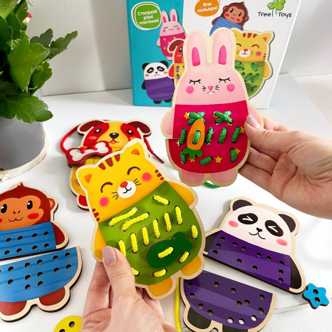 Дерев'яна шнурівка Тварини MD 2849