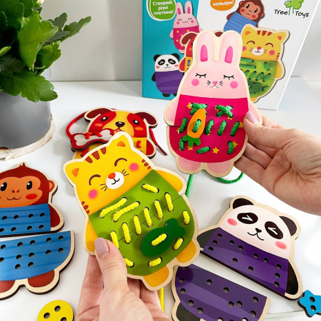 Дерев'яна шнурівка Тварини MD 2849