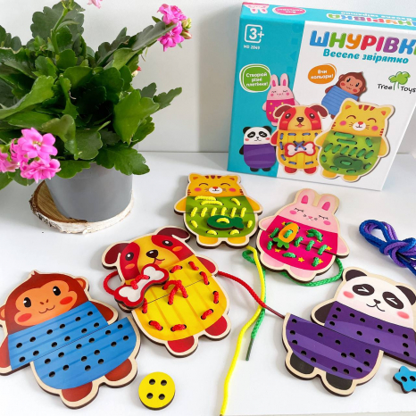 Дерев'яна шнурівка Тварини MD 2849