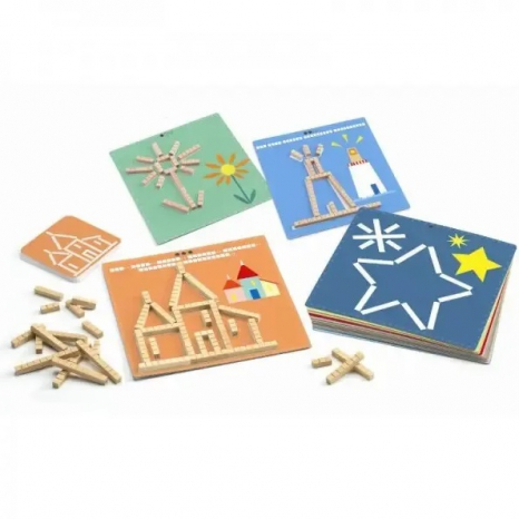 Дерев'яна гра - мозаїка Палички з картками завданнями MD 2867