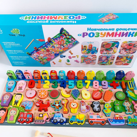 Дерев'яна розвиваюча іграшка дошка Монтесорі Розумники  MD 2901