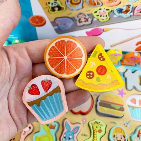 Дерев'яна іграшка, розвиваючий сортер Монтессорі з рибалкою, MD 2903